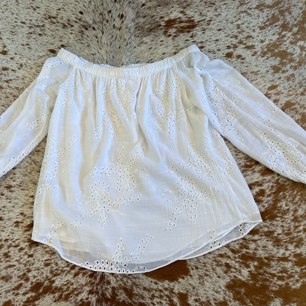 White Off-Shoulder Eyelet Top